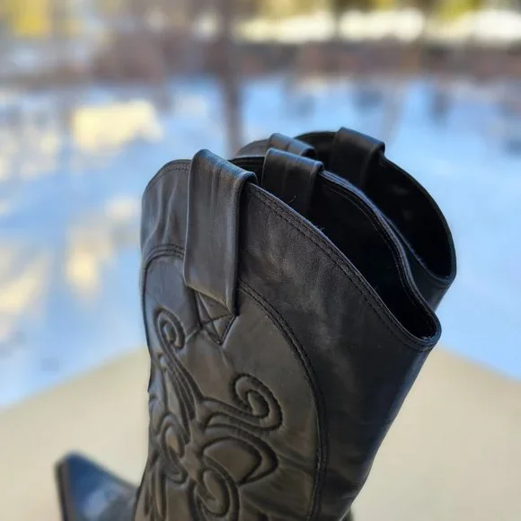 Penny Loves Kenny Calf Leather Womens Western Cowbow Black Boots, Preowned, 7.5M - Picture 10 of 13